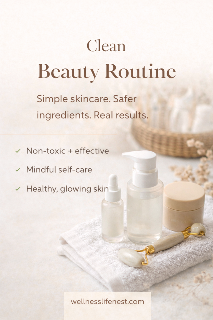 Simple clean beauty routine with gentle skincare and everyday products